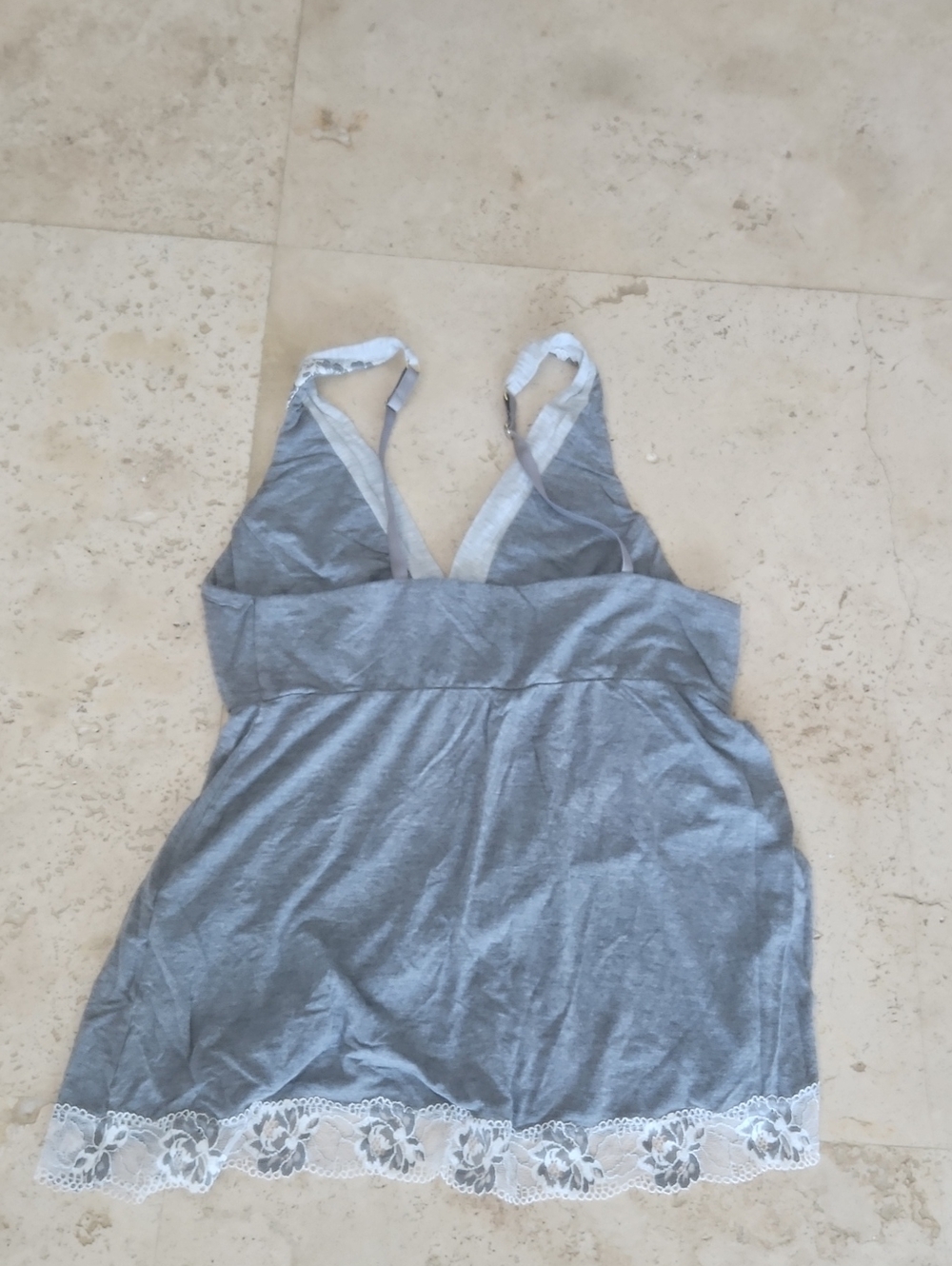 Soma Gray Chemise with White Lace Trim - Picture 5 of 5